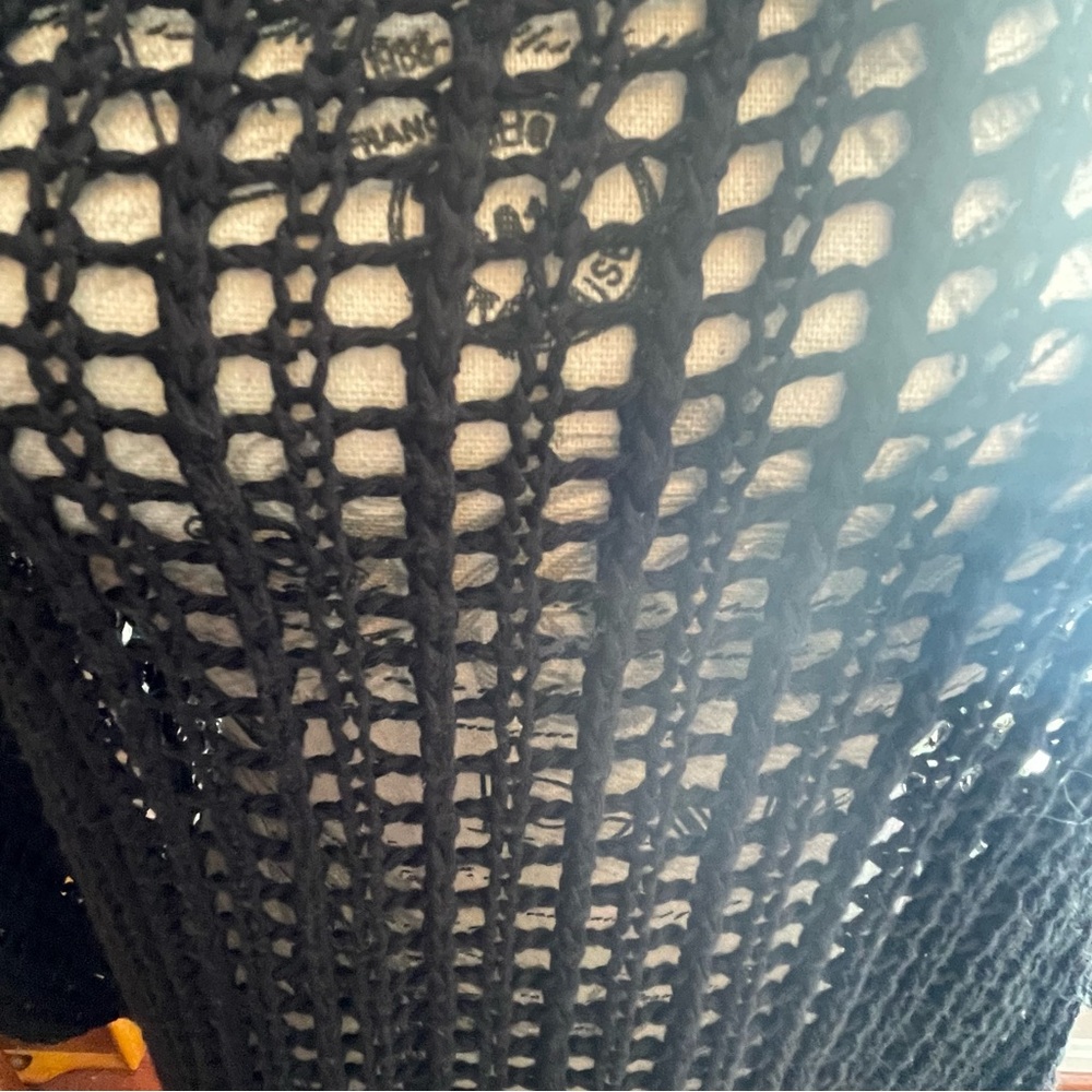 Elegant Black Open-Knit Women's cover up - Picture 3 of 6